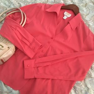 16 Talbots watermelon color top with stretch